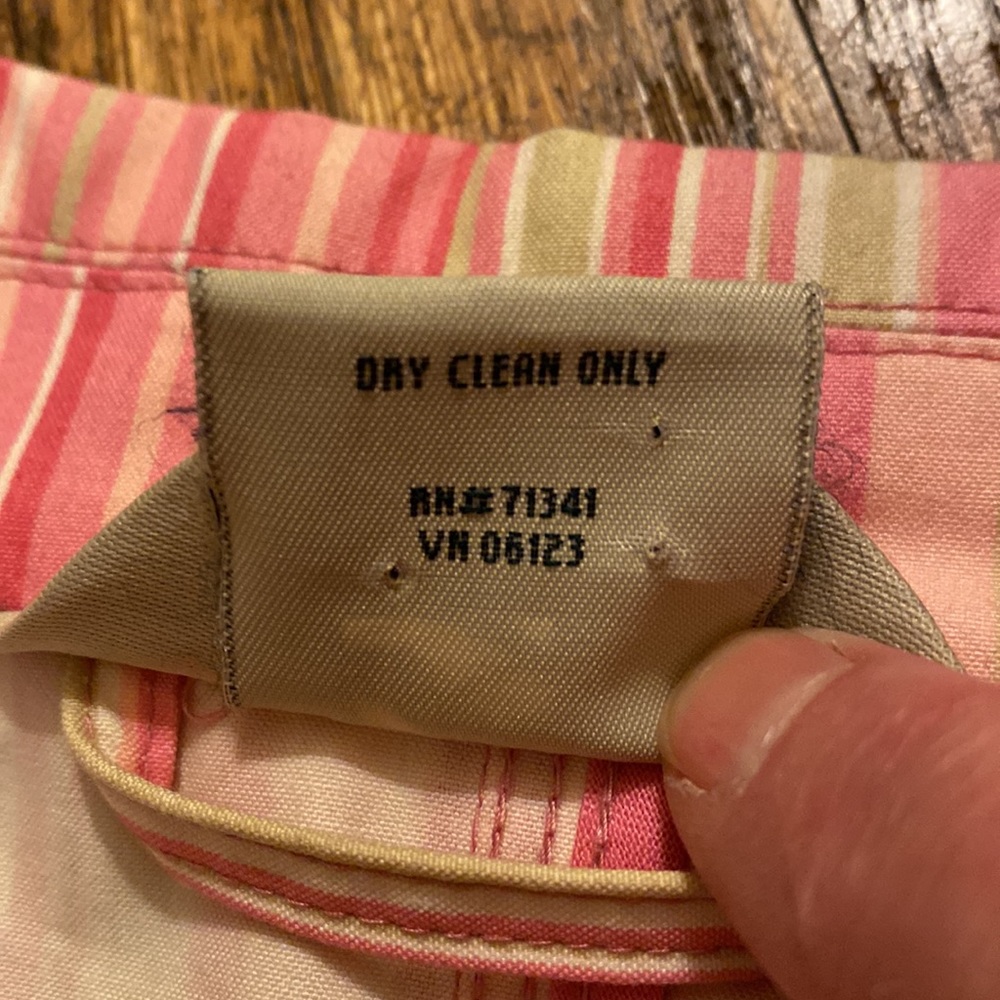 L.L. Bean coat mackintosh pink stripe L Petite preppy colorful - Picture 12 of 13